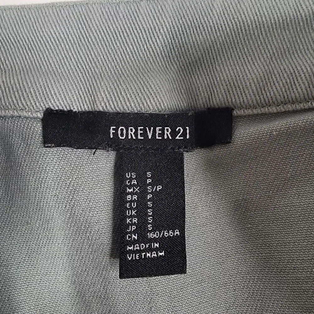 FOREVER 21 Front Zipper Mini Skirt Green Sage Size Small